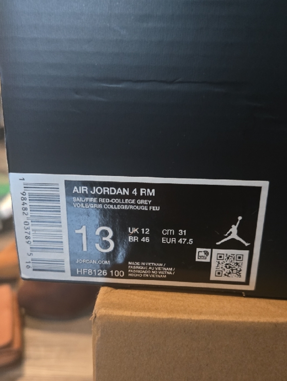 Air Jordan 4 RM  Sail/Fire Red/Grey Men's 13 HF6126 100. New - Picture 8 of 8